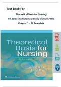TEST BANK For Theoretical Basis for Nursing, 6th American Edition by Melanie McEwen; Evelyn M. Wills, All Chapters 1 - 23, Complete Newest Version