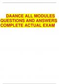 DAANCE ALL MODULES QUESTIONS AND ANSWERS COMPLETE ACTUAL EXAM