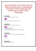 Final Exam:NR572/ NR 572 (2023/ 2024 New Update) Advanced Acute Care Management  Exam Review |Week 5-8| Questions and Verified Answers| 100% Correct- Chamberlain 