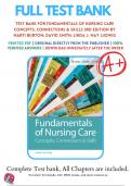 Test Bank for Davis Advantage for Fundamentals of Nursing Care: Concepts, Connections & Skills, 3th, 4th Edition by Marti Burton