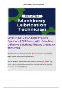 Level 1 MLT & MLA Exam Practice Questions (283 Terms) with Complete Definitive Solutions; Already Graded A+ 2023-2024. 