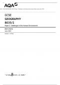 AQA GCSE GEOGRAPHY 8035/2 Paper 2 Challenges in the Human Environment Mark scheme June 2023 Version: 1.0 Final ACTUAL PAPER