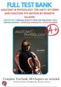 Test Bank For Anatomy & Physiology: The Unity of Form and Function 9th Edition By Kenneth Saladin ( 2021 - 2022 ), 9781260256000, Chapter 1-29 Complete Questions and Answers A+