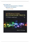 TEST BANK FOR  Introductory Econometrics: A Modern Approach 7th Edition by Jeffrey M. Wooldridge 2024 graded A+