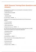NCSF PERSONAL TRAINING EXAM QUESTIONS AND ANSWERS GRADED A+