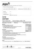 AQA GCSE HISTORY Paper 2 Section B/A: Norman England, c1066–c1100 QP 2023