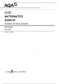 AQA GCSE MATHEMATICS 8300/3F Foundation Tier Paper 3 Calculator Mark scheme June 2023