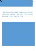 Test Bank - Campbell Essential Biology with Physiology Chapters, 7th Edition (Simon, 2019) Chapter 1-29 1-51 Latest Update 2024