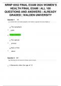 NRNP 6552 FINAL EXAM 2024 WOMEN’S HEALTH FINAL EXAM | ALL 100 QUESTIONS AND ANSWERS | ALREADY GRADED | WALDEN UNIVERSITY