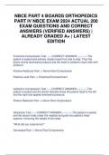 NBCE PART 4 BOARDS ORTHOPEDICS PART IV NBCE EXAM 2024 ACTUAL 200 EXAM QUESTIONS AND CORRECT ANSWERS (VERIFIED ANSWERS) | ALREADY GRADED A+ | LATEST EDITION