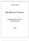 HLTH 4520 HEALTHCARE FINANCE COMPLETED EXAM WITH RATIONALES 2024.