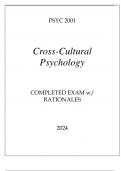 PSYC 2001 CROSS-CULTURAL PSYCHOLOGY COMPLETED EXAM WITH RATIONALES 2024
