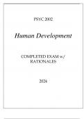PSYC 2002 HUMAN DEVELOPMENT COMPLETED EXAM WITH RATIONALES 2024