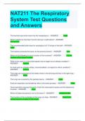 NAT211 The Respiratory System Test Questions and Answers