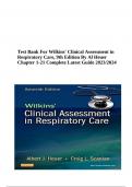 Test Bank For Wilkins' Clinical Assessment in Respiratory Care 9th Edition By Al Heuer Chapter 1-21 Complete Newest Update 2024