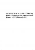 NUR 2502 MDC III Final Exam Questions With Correct Answers Latest Update 2024 (Graded A+)