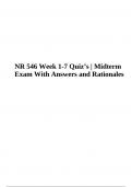 NR 546 Week 1-7 Quiz’s | Midterm Exam Questions With Answers and Rationales 2024