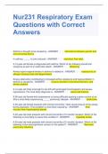 Nur231 Respiratory Exam Questions with Correct Answers