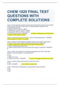 CHEM 1020 FINAL TEST QUESTIONS WITH COMPLETE SOLUTIONS