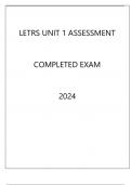 LETRS UNIT 1 ASSESSMENT COMPLETED EXAM 2024.