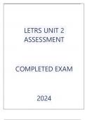 LETRS UNIT 2 ASSESSMENT COMPLETED EXAM 2024