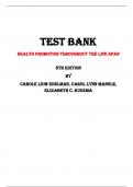 Test Bank For Health Promotion Throughout the Life Span   8th Edition By Carole Lium Edelman, Carol Lynn Mandle, Elizabeth C. Kudzma |All Chapters,  Year-2024|