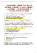 NR 603 APEA PREDICTOR EXAM TESTED QUESTIONS AND CORRECT ANSWERS | COMBINED FOR A GUARANTEE PASS 2024!