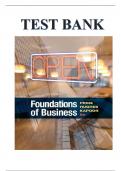Test Bank For Foundation of Business 6th Edition By William M. Pride Robert J Hughe -Latest 2023-2024 ( 100% Complete and Verified)