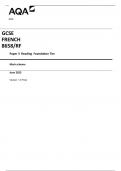 AQA GCSE  FRENCH  8658/RF  Paper 3 Reading Foundation Tier  Mark scheme 2023