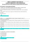 Exam for HESI A2 MODULE SECTION IV SCIENCE BIOLOGY AND CHEMISTRY 50 questions and Answers