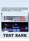 Test Bank For Paramedic Care Principles & Practice 5th Edition Volume 2 By Bledsoe Porter [UPDATED 2024] | All Chapters 1-7 | Latest Guide A+.