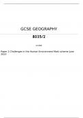 AQA     GCSE GEOGRAPHY 8035/2 Paper 2 Challenges in the Human Environment Mark scheme June 2023