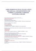 AORN PERIOP 101 FINAL EXAM LATEST 2023-2024 ALL 1OO QUESTIONS AND CORRECT ANSWERS (VERIFIED ANSWERS)/AGRADE Using mechanical friction when prepping will NOT aid in ____ A. Removal of resident bacteria B. Removal of dirt and oil C. The effectiveness of ant