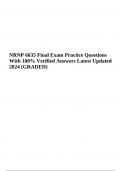 NRNP 6635 Final Exam Questions With 100% Verified Answers Latest Updated 2024 (GRADED) 