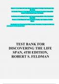 TEST BANK For Discovering the Life Span, 5th Edition Robert S. Feldman, Verified with complete solution