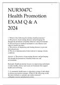 NUR3047C HEALTH PROMOTION EXAM Q & A 2024.