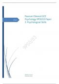 Edexcel GCE Psychology 9PS0/03 Paper 3: Psychological Skills  Mark Scheme (Results) June 2023