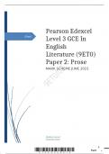 Edexcel Level 3 GCE In English Literature (9ET0) Paper 2: Prose MARK SCHEME JUNE 2023