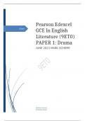 Edexcel GCE In English Literature (9ET0) PAPER 1: Drama JUNE 2023 MARK SCHEME