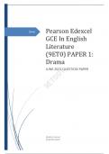 Edexcel GCE In English Literature (9ET0) PAPER 1: Drama JUNE 2023 QUESTION PAPER