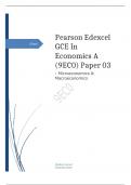 Edexcel GCE In Economics A (9EC0) Paper 03: Microeconomics & Macroeconomics Mark Scheme (Results) Summer 2023