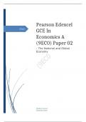   Edexcel GCE In Economics A (9EC0) Paper 02: The National and Global Economy Mark Scheme (Results) Summer 2023