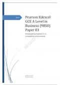  Edexcel GCE A Level in Business (9BS0) Paper 03 Investigating business in a competitive environment  june   2023