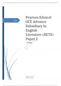  Edexcel GCE Advance Subsidiary In English Literature (8ET0) Paper 2: Prose may 2023