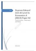  Edexcel GCE AS Level In Economics A (8EC0) Paper 02 The UK Economy - Performance and Policies  may   2023