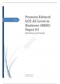   Edexcel GCE AS Level in Business (8BS0) Paper 01 Marketing and People may 2023