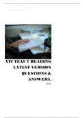 ATI TEAS 7 READING  LATEST VERSION  QUESTIONS &  ANSWERS.