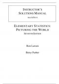Solutions Manual For Elementary Statistics Picturing the World 7th Edition By Ron Larson, Elizabeth Farber (All Chapters, 100% Original Verified, A+ Grade)