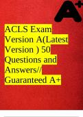 ACLS Exam Version A(Latest Version ) 50 Questions and Answers// Guaranteed A+