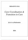 NRSADVN 3114 CARE COORDINATION & TRANISTION IN CARE EXAM Q & A 2024
